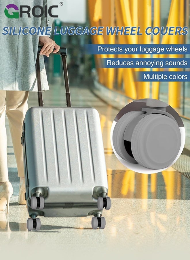 GROIC 8 Pcs Luggage Wheel Covers, Suitable for Swivel wheels, Quiet and Wear-resistant, Reduces Noise and Prevents Scratches, Fits Wheels 2-2.4 Inch Diameter, Full-Wrap Silicone Durable Travel Case Accessories - Image 2